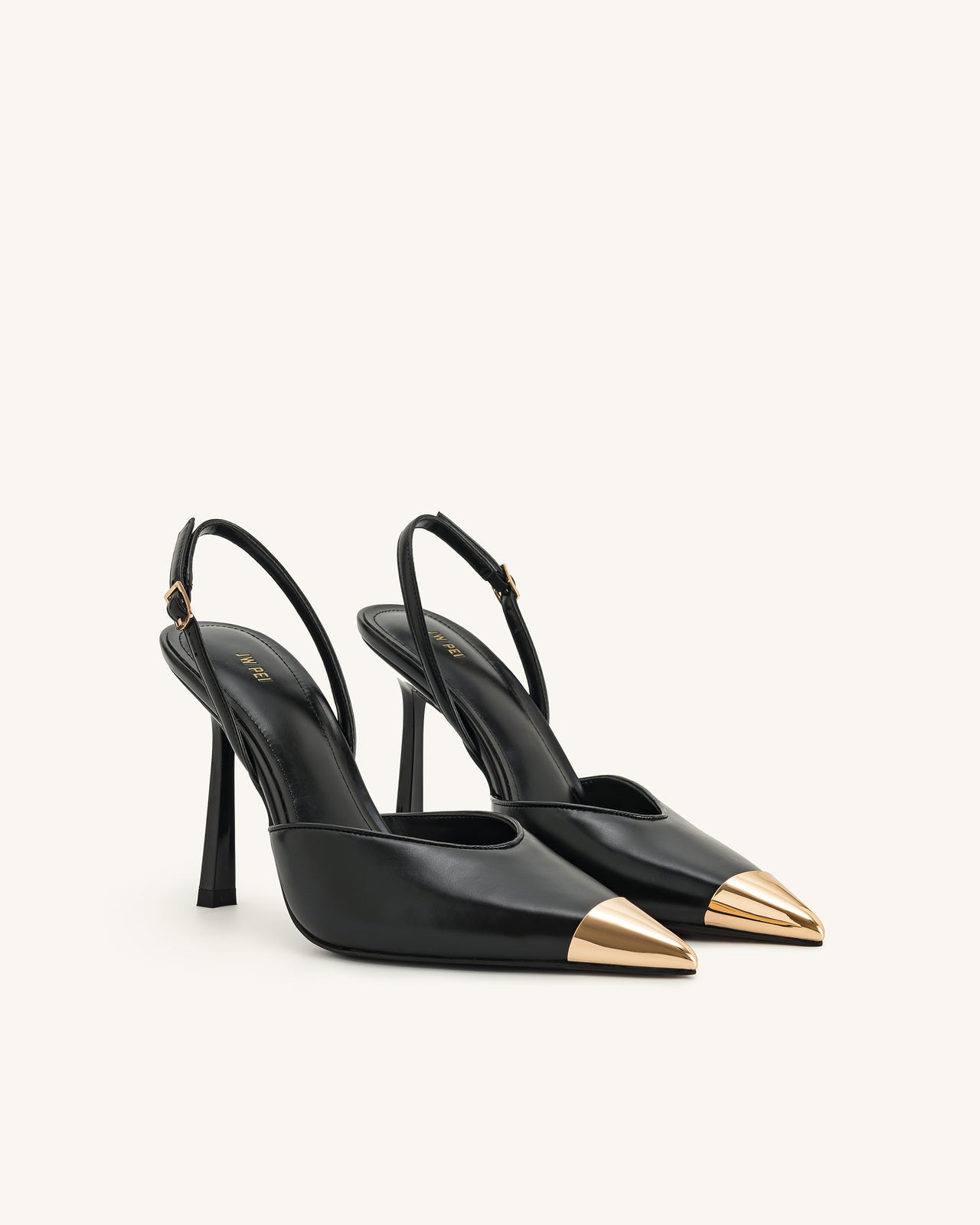 Savannah Slingback-Pumps mit goldener Spitze - Schwarz