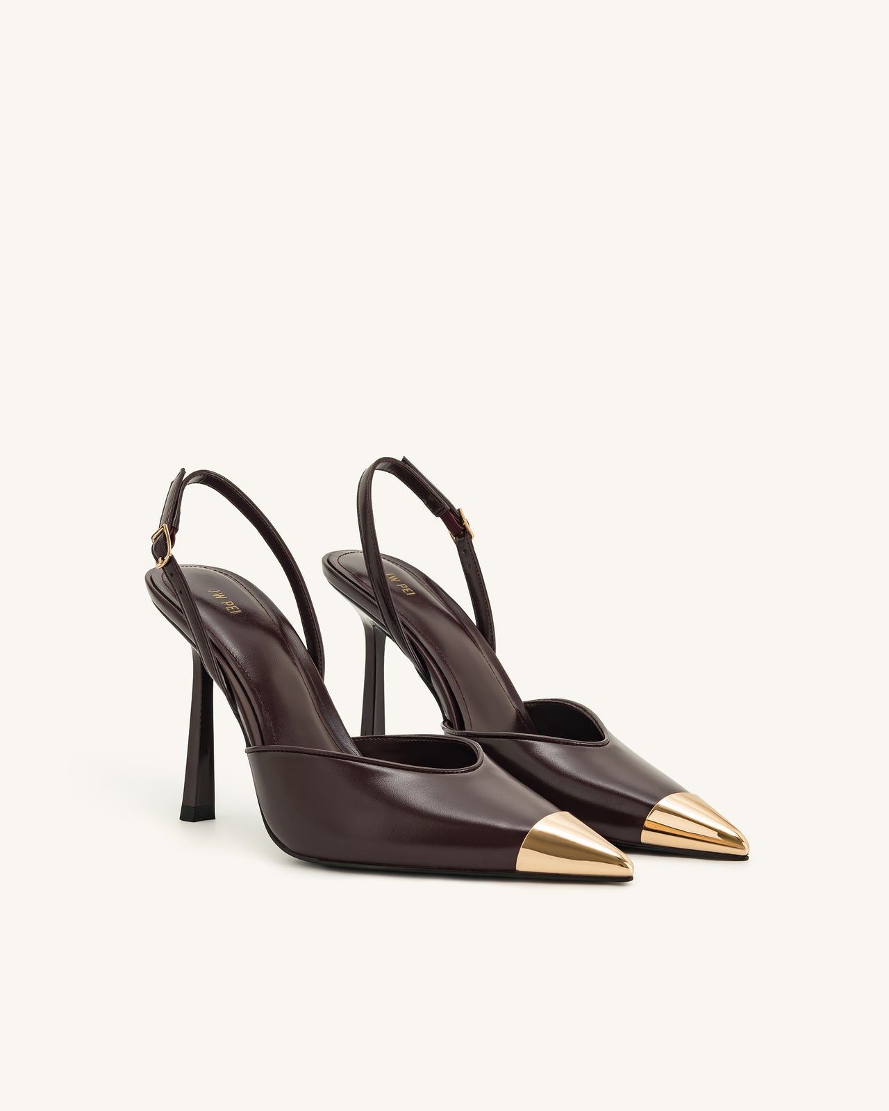 Savannah Slingback-Pumps mit goldener Spitze - Burgunderrot