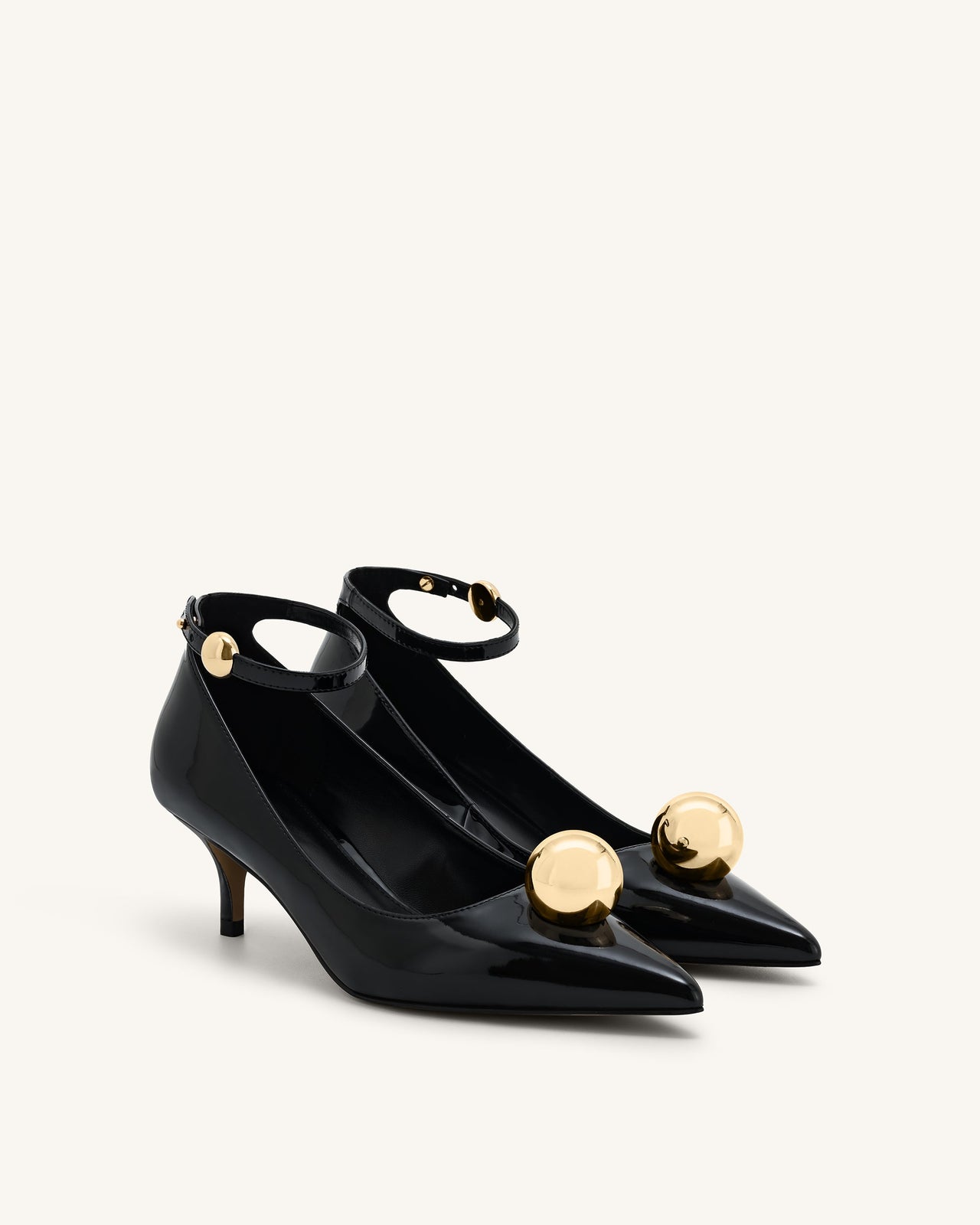 Jewel Buckle Kitten Heels Pumps - Schwarz