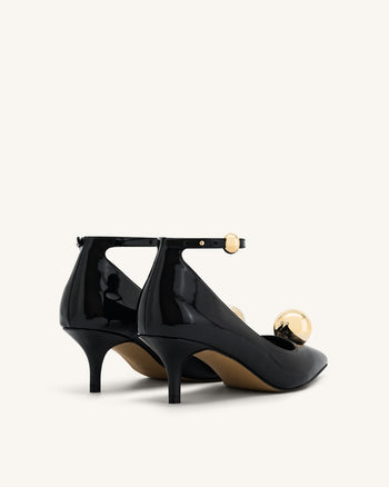 Jewel Buckle Kitten Heels Pumps - Schwarz