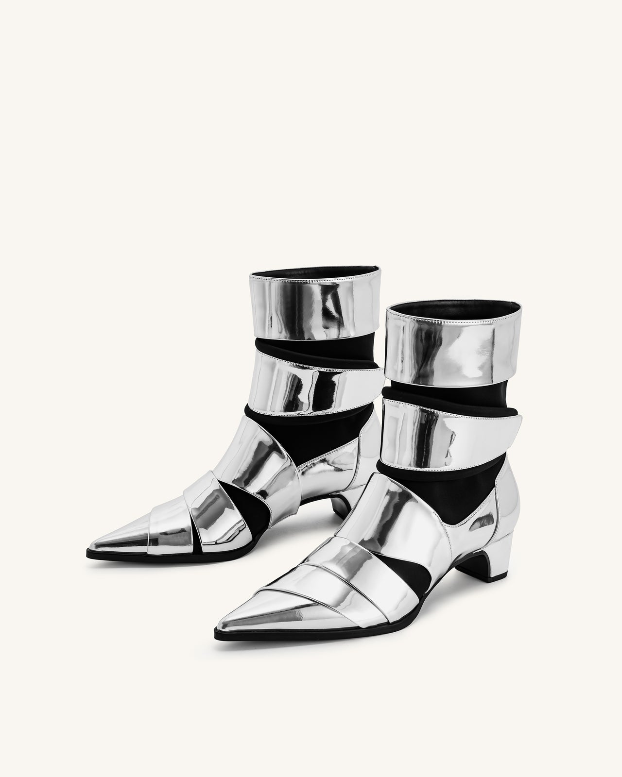 Emily Riemen-Stiefeletten - Silber