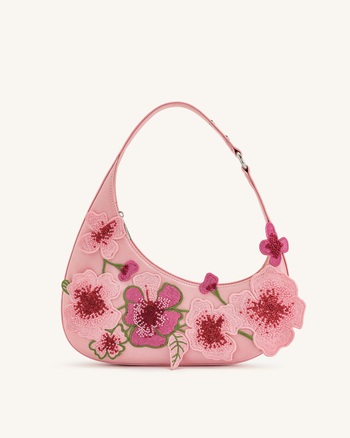 Harlee bestickte Schultertasche - Rosa