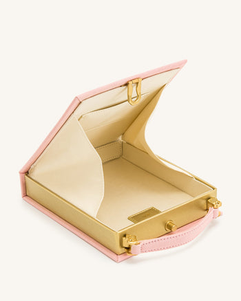 Taya-Bakery Clutch Tasche in Buchform mit gesticktem Muster - Rosa