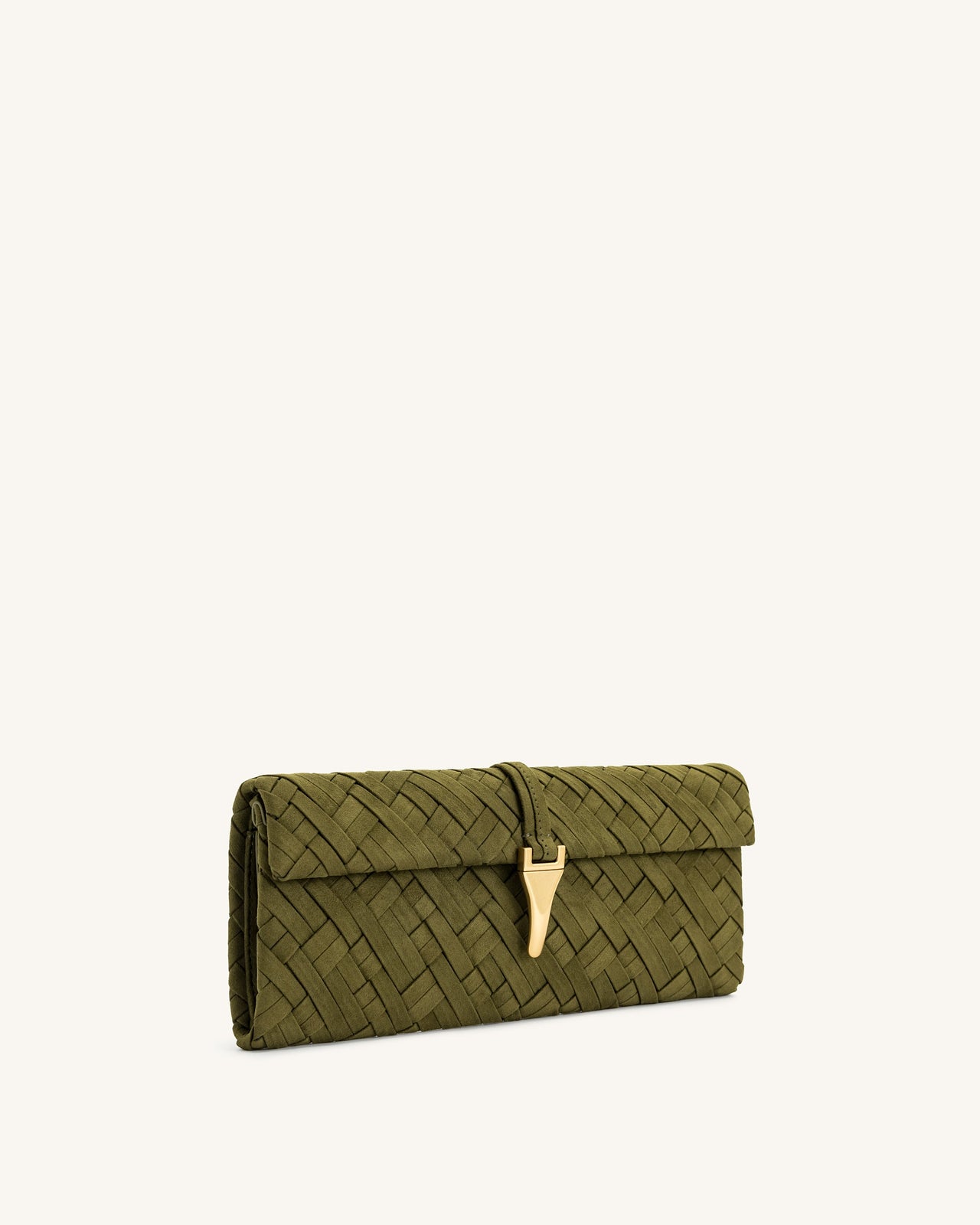 Zaria Geflochtene Clutch - Dunkelolivgrün