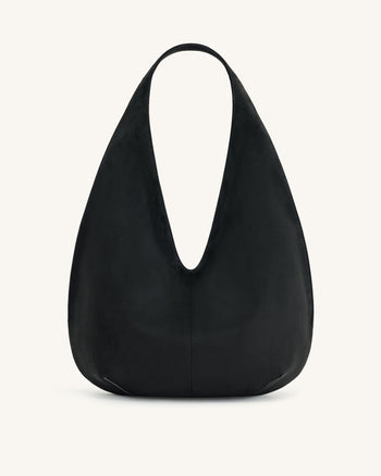 Dara Faux-Suede Hobo-Tasche - Schwarz