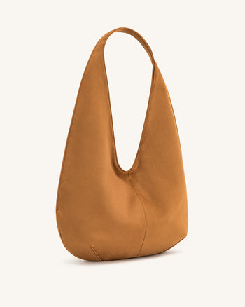 Dara Faux-Suede Hobo-Tasche - Gelbbraun