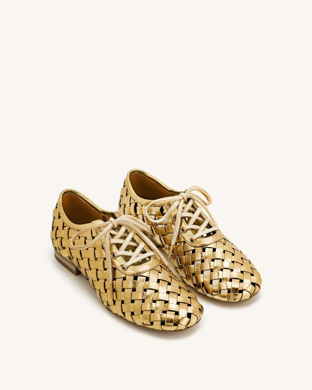 Kayla Geflochtene Riemen Ballerinas - Gold