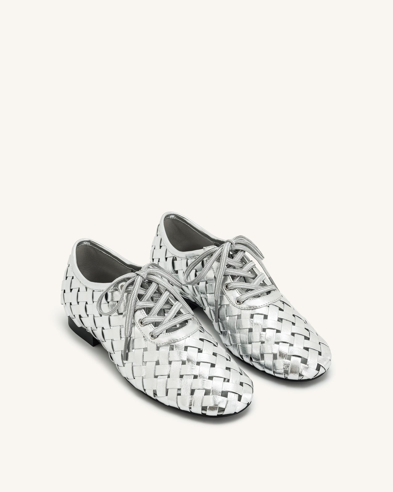 Kayla Geflochtene Riemen Ballerinas - Silber