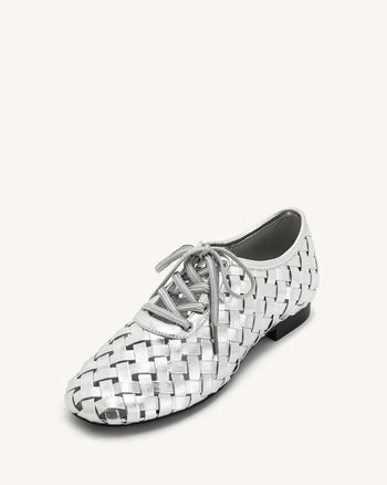 Kayla Geflochtene Riemen Ballerinas - Silber