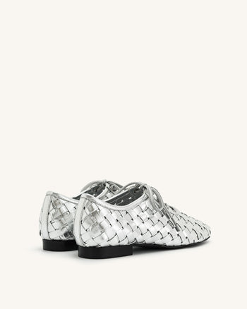 Kayla Geflochtene Riemen Ballerinas - Silber