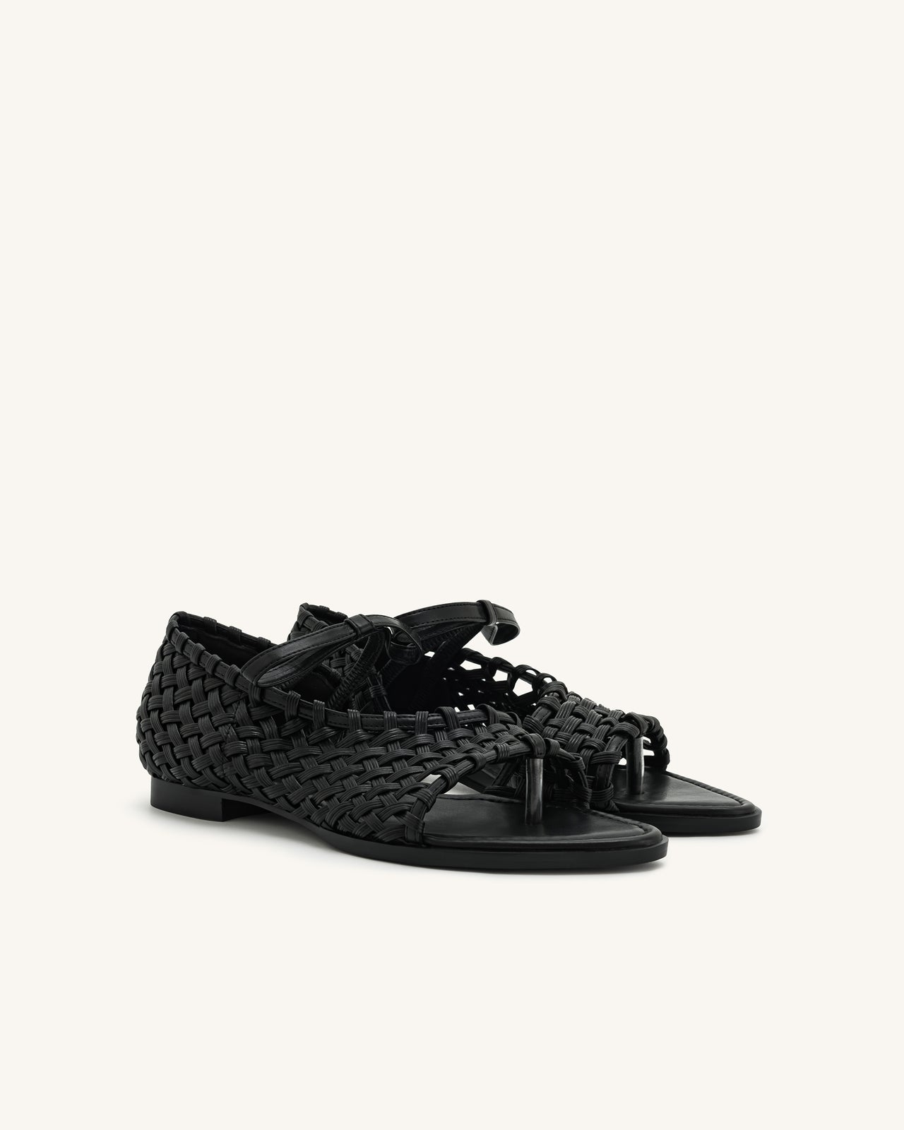 Jocelyn Flip-Flops mit gewebtem Riemen - Schwarz