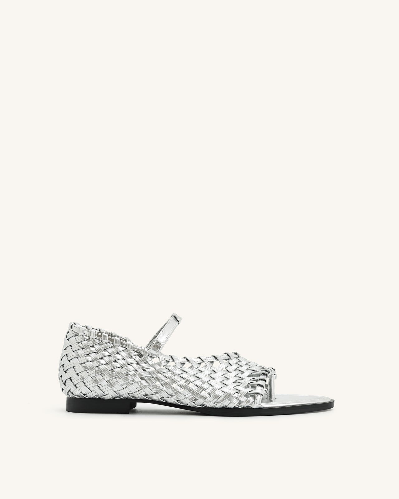 Jocelyn Flip-Flops mit gewebtem Riemen - Silber