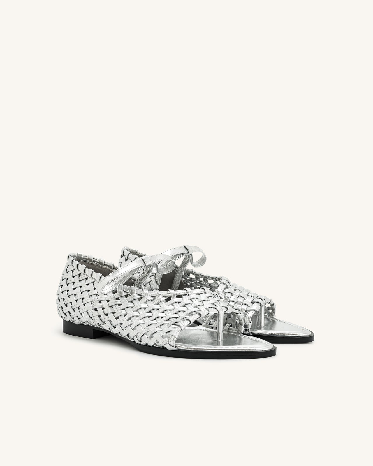 Jocelyn Flip-Flops mit gewebtem Riemen - Silber