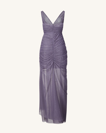 Luna Fließendes Mesh-Abendkleid - Lavendel