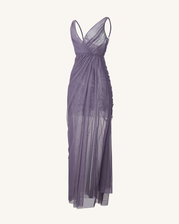 Luna Fließendes Mesh-Abendkleid - Lavendel