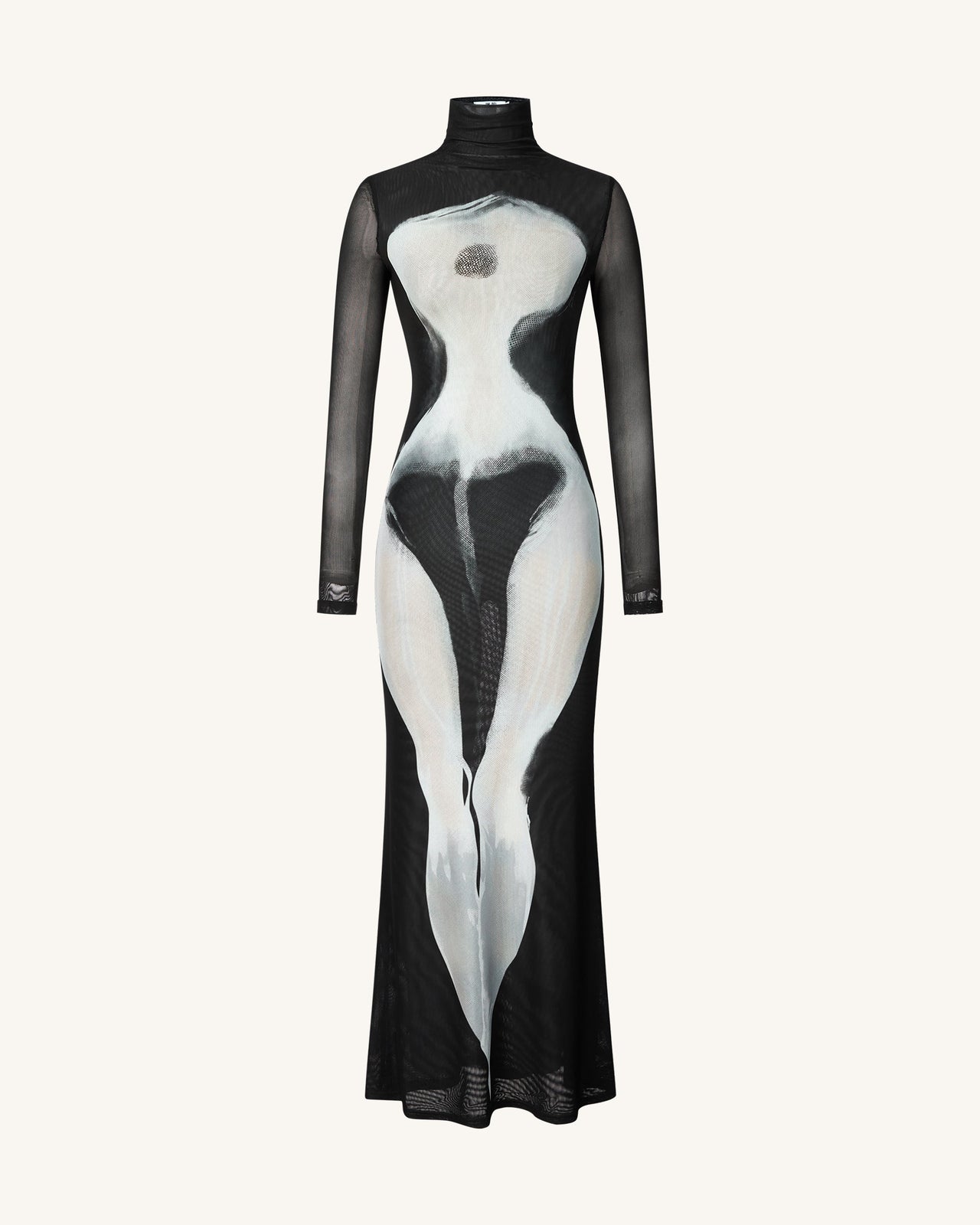 Eva Body-Print-Meshkleid - Schwarz und Weiß