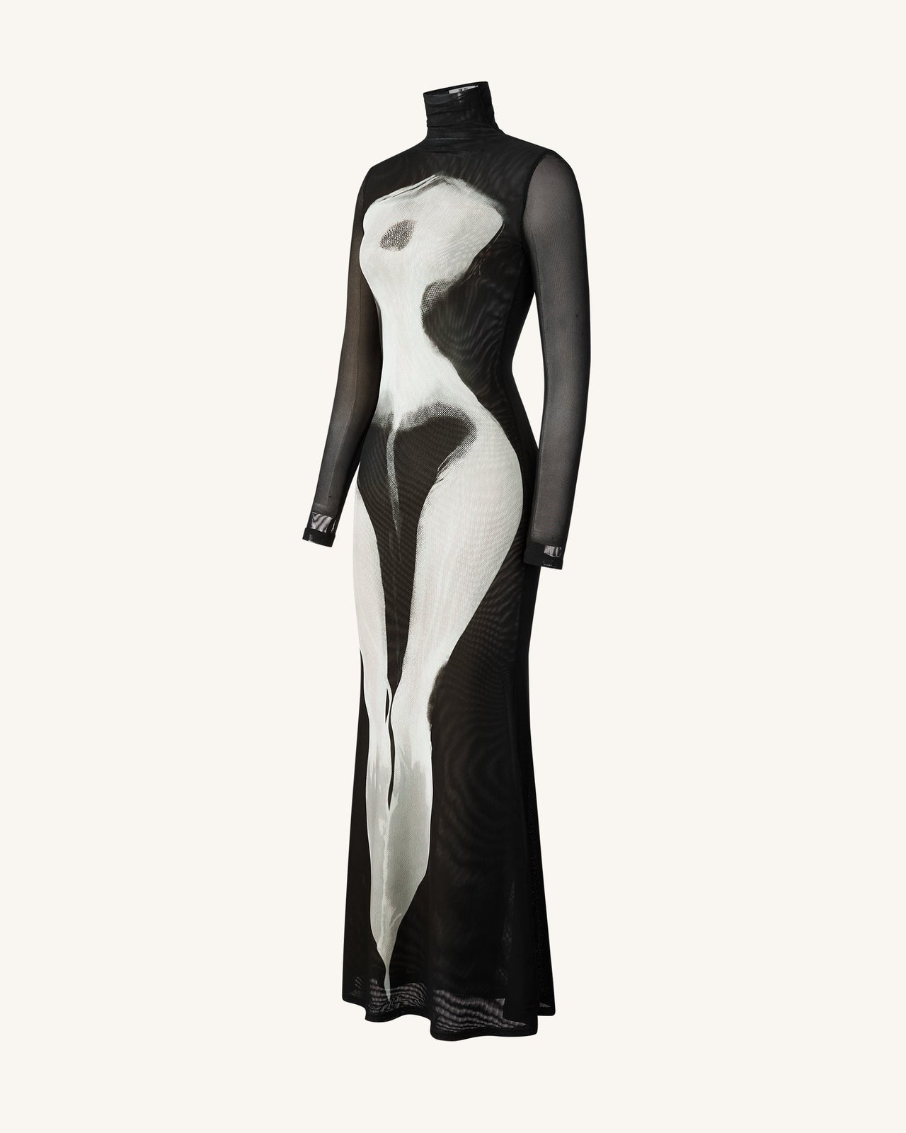 Eva Body-Print-Meshkleid - Schwarz und Weiß