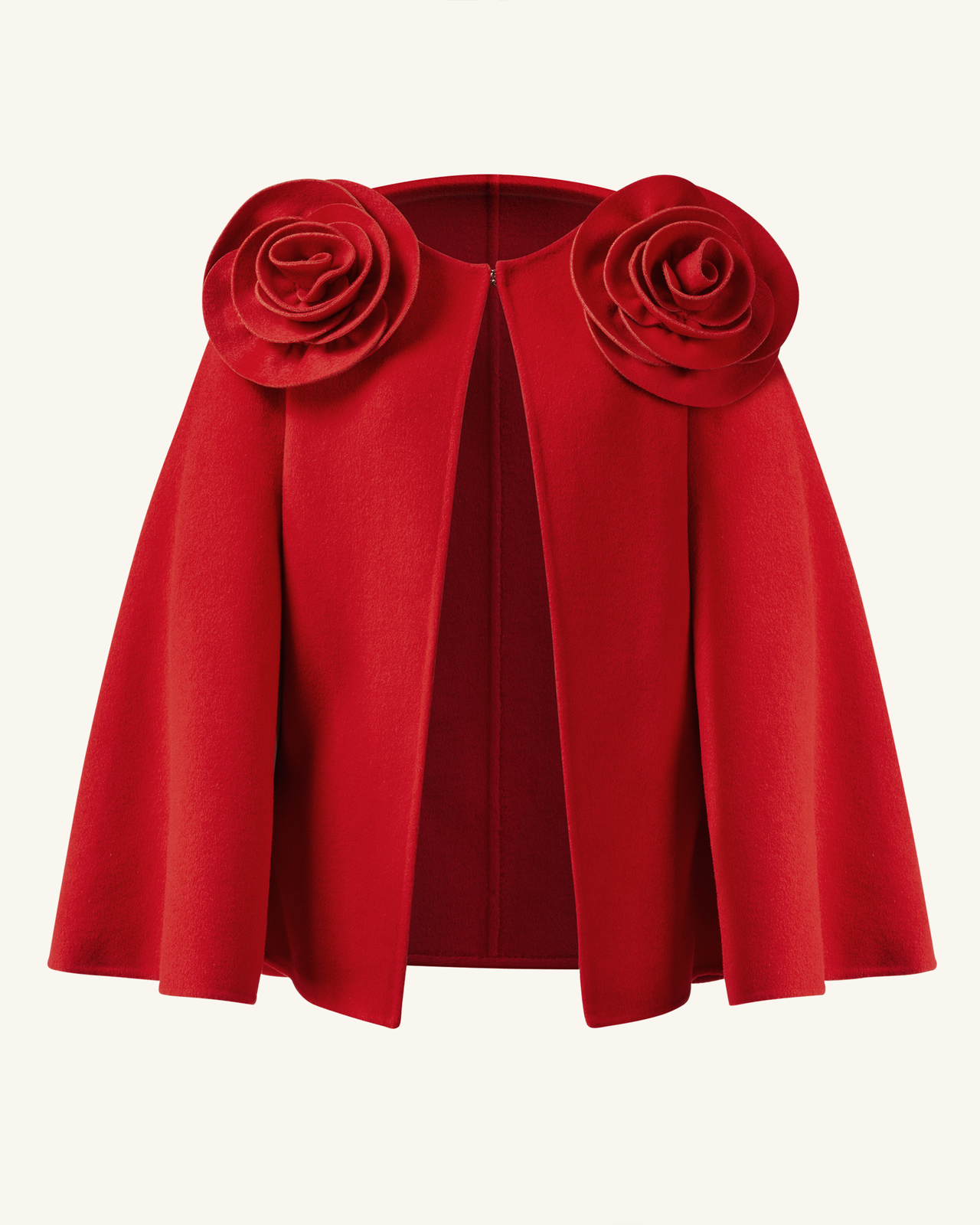 Clara Cape-Mantel mit Blumenapplikation - Rot