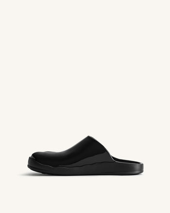 Hayley Zehenmodell flache Mules - Schwarz