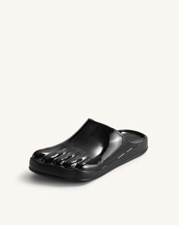 Hayley Zehenmodell flache Mules - Schwarz