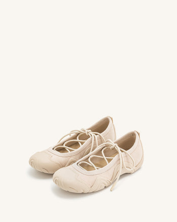 Caitlin Schnür-Ballerina-Sneaker - Beige