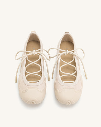 Caitlin Schnür-Ballerina-Sneaker - Beige