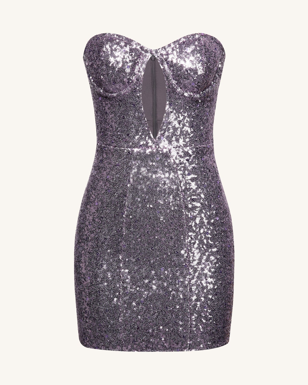 Brynlee Purple Pailletten Strapless Minikleid - Lila