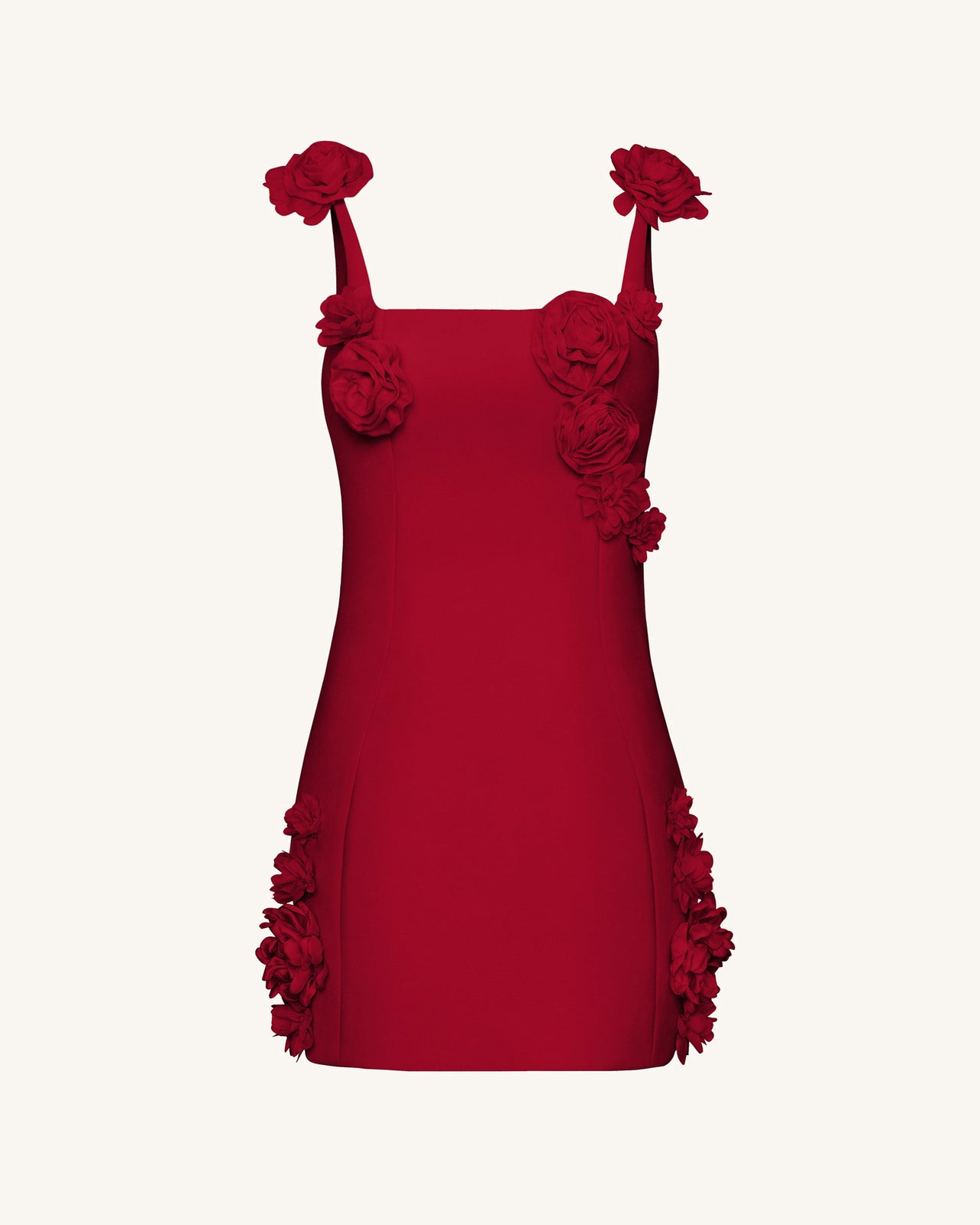 Elaina Mini-Kleid mit rosafarbener Rosetten-Applikation - Rot