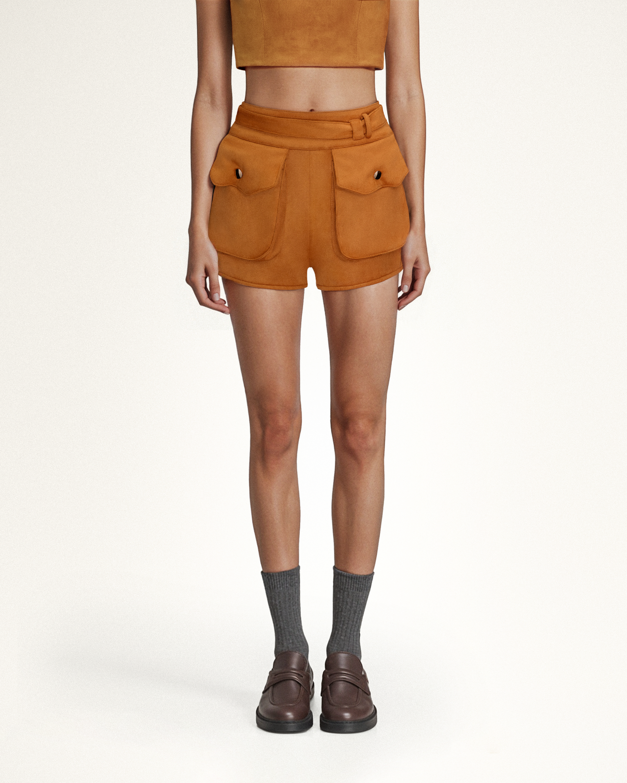 Abigail High-Waisted Utility-Shorts - Braun