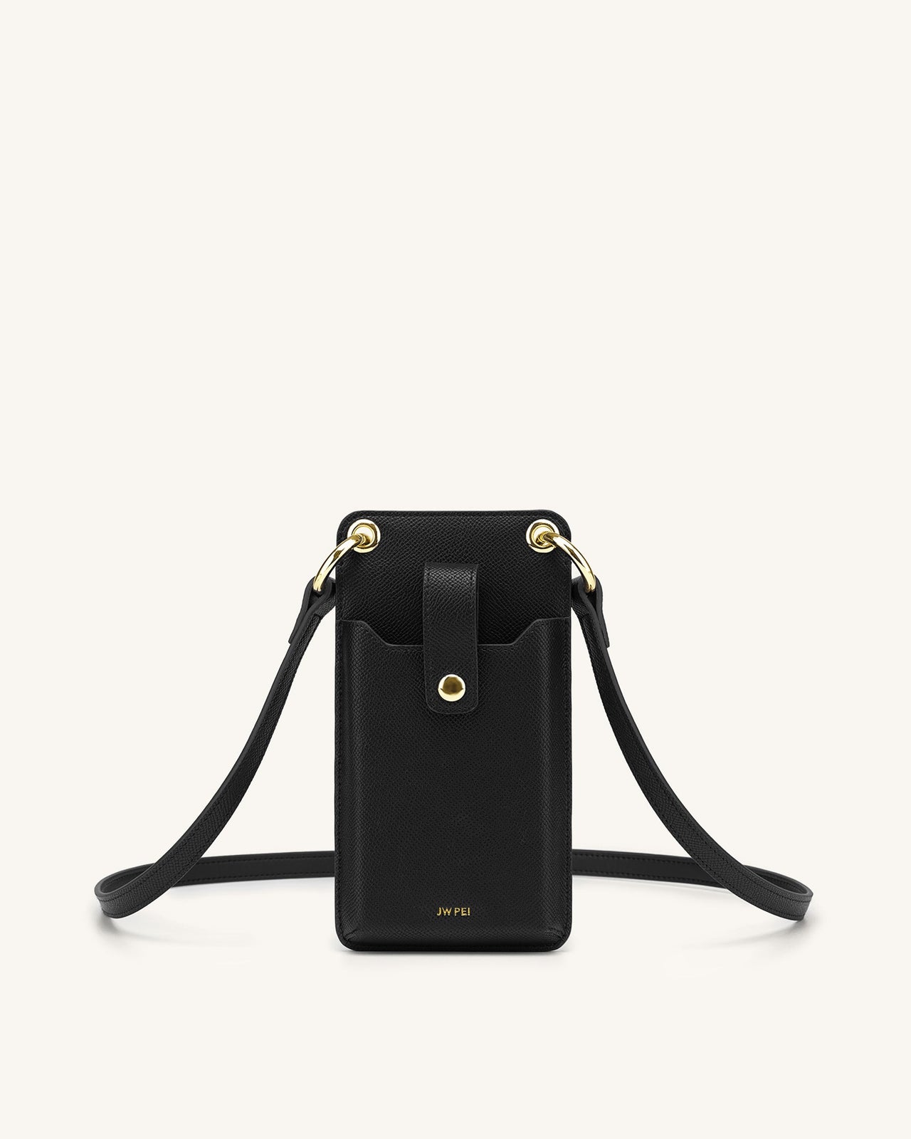 Quinn Smartphone-Tasche - Schwarz Genarbtes Veganes Leder