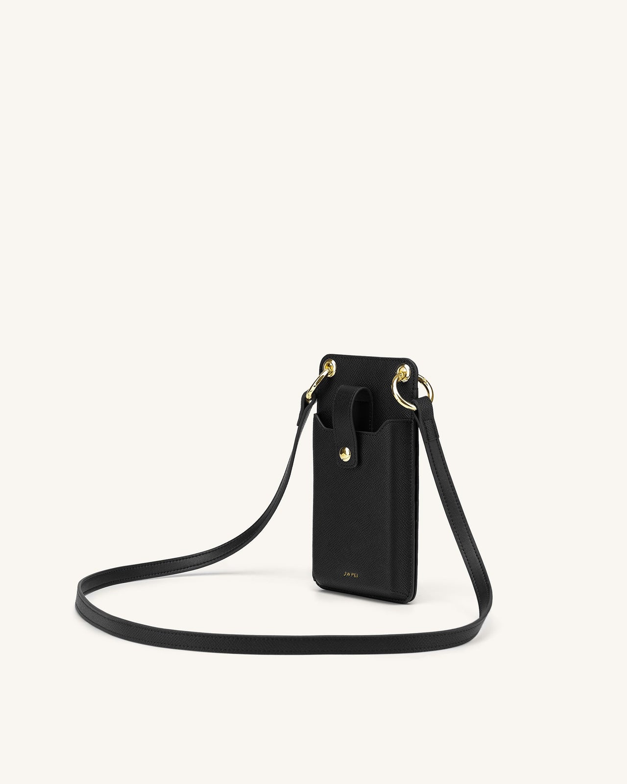 Quinn Smartphone-Tasche - Schwarz Genarbtes Veganes Leder